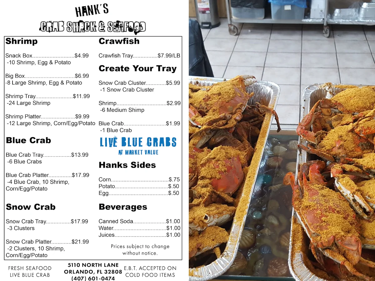Crab and shrimp trays ready for dine-in.